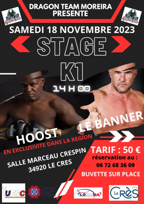 Affiche du stage K-1 avec Jérôme Le Banner et Ernesto Hoost