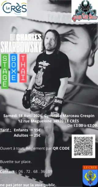 Affiche du stage de boxe thaï avec Jean-Charles Skarbowsky